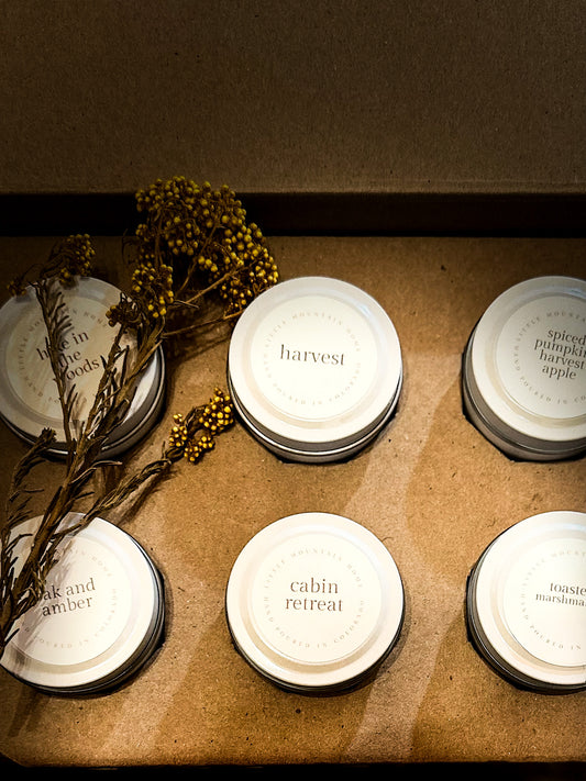 Autumn Candle Tin Set - Six, 2 oz Fall Fragrances
